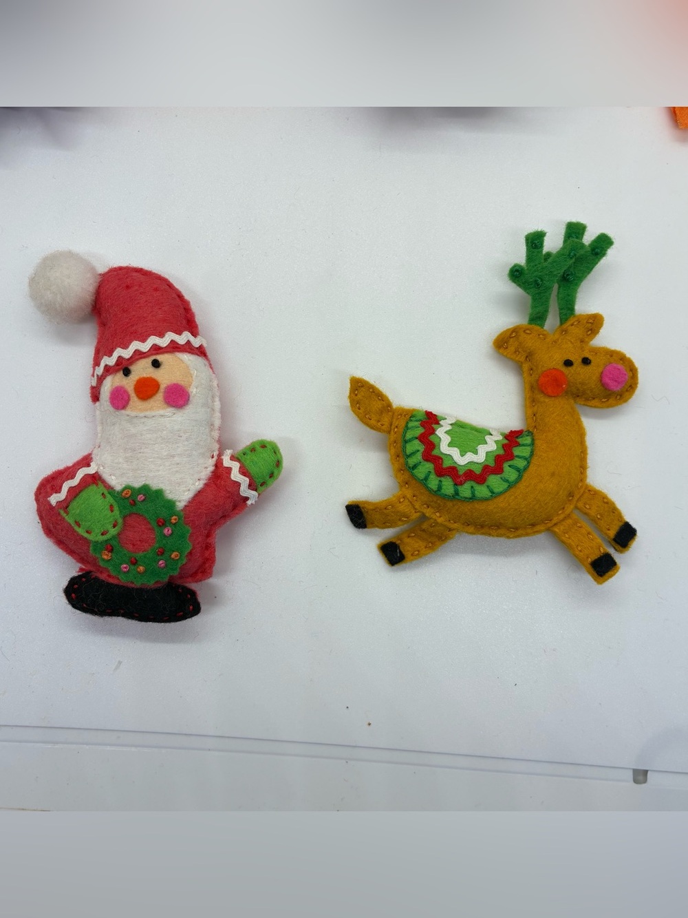 Vintage Christmas Santa and Reindeer Ornaments